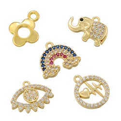 ZHUKOU 5 kinds of pendant elephant rainbow evil eye heart set zirconia diy jewellery accessories wholesale:VD1523-VD1527