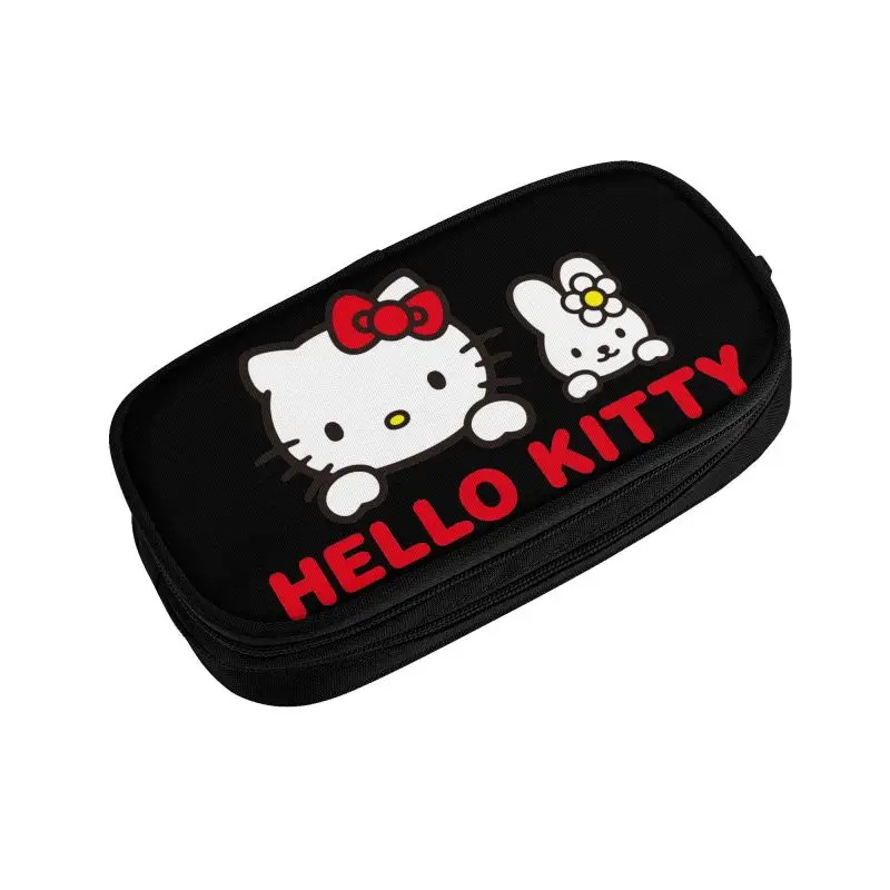 Imagem -03 - Personalizado Olá Kitty Cat Escola Lápis Case Meninas e Meninos Grande Capacidade Lápis Pouch Estudantes Papelaria