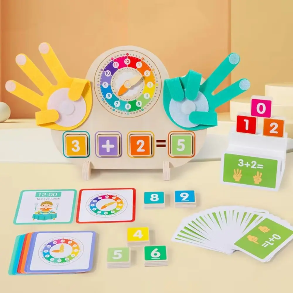Orologio Montessori Operazione con le dita Giocattolo per bambini Puzzle Modello Orologio Numeri con le dita Giocattolo matematico Giocattoli educativi Colorati
