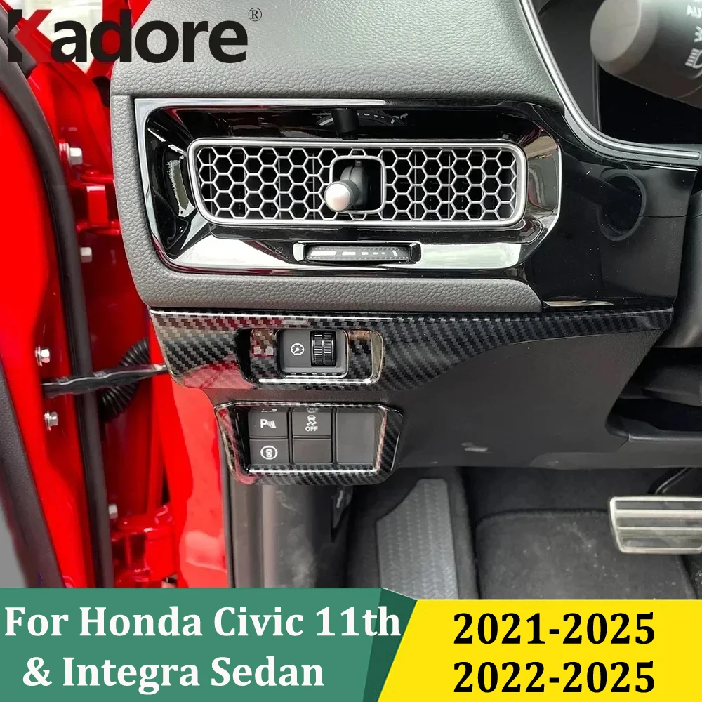 

For Honda Civic 11th 2021-2025 & Integra Sedan 2022-2025 Headlight Lamp Switch Button Cover Trim Stickers Car Accessories (LHD)