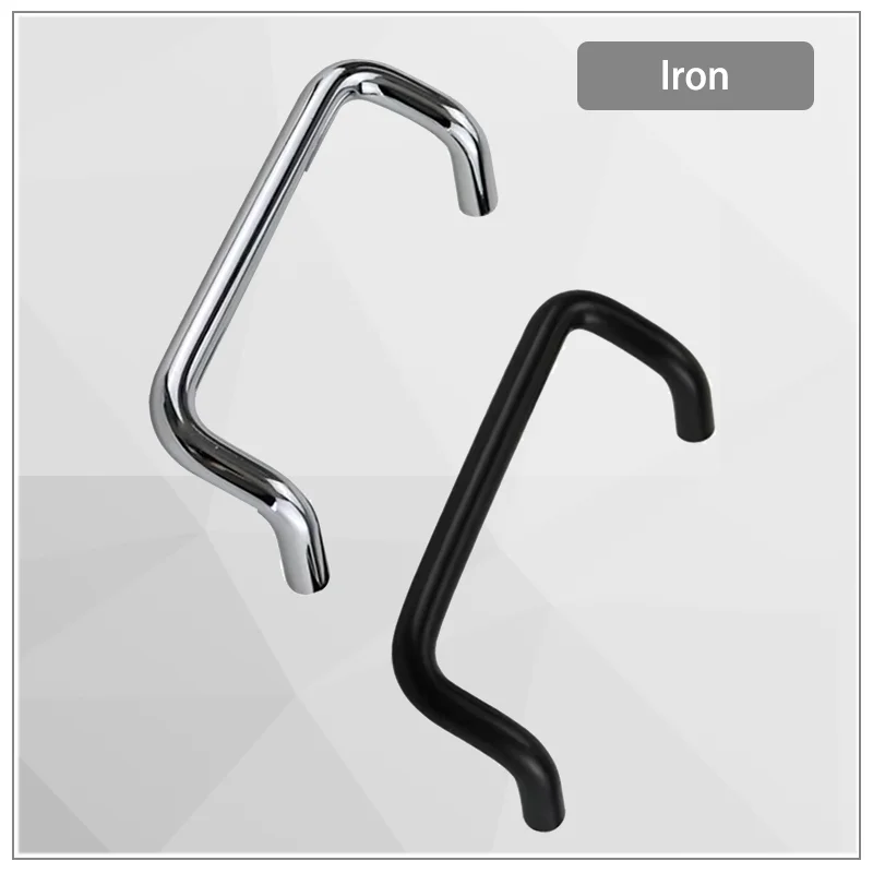 4pcs Industrial Carbon Steel Chrome Plated Arc-Shaped Double Curved Angle Handle for Electrical Equipment Automation Handle