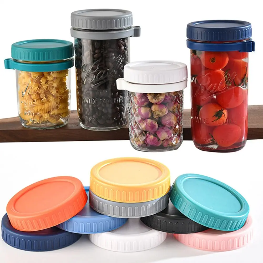 6pcs 70mm 86mm Reusable Plastic Mason Jar Lids for Wide Mouth Jar Leak-proof Seal Bottle Cover Spout Lid Good Seal Kitchen Tool