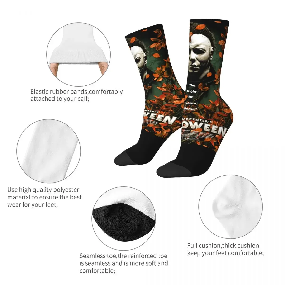 Christmas Gifts Winter Warm Colorful Women Men Michael Myers Halloween Movie Crew Socks Breathable Skateboard Stuff Soft