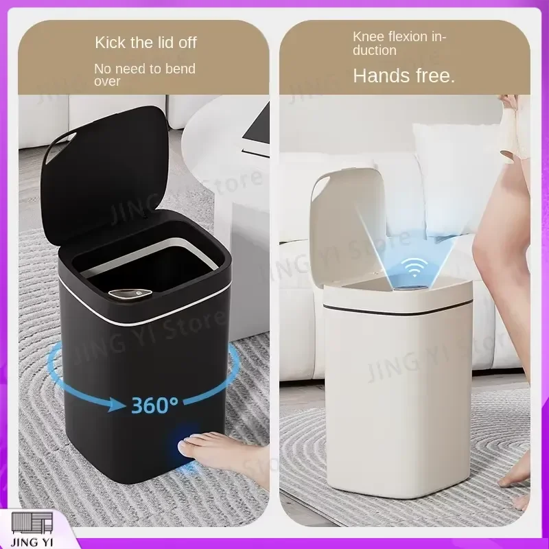 Smart Trash Can Automatic Sealing Self Closing Waste Bin USB Rechargeable Touchless Sensor Garbage Bag for Kitchen Bathroom