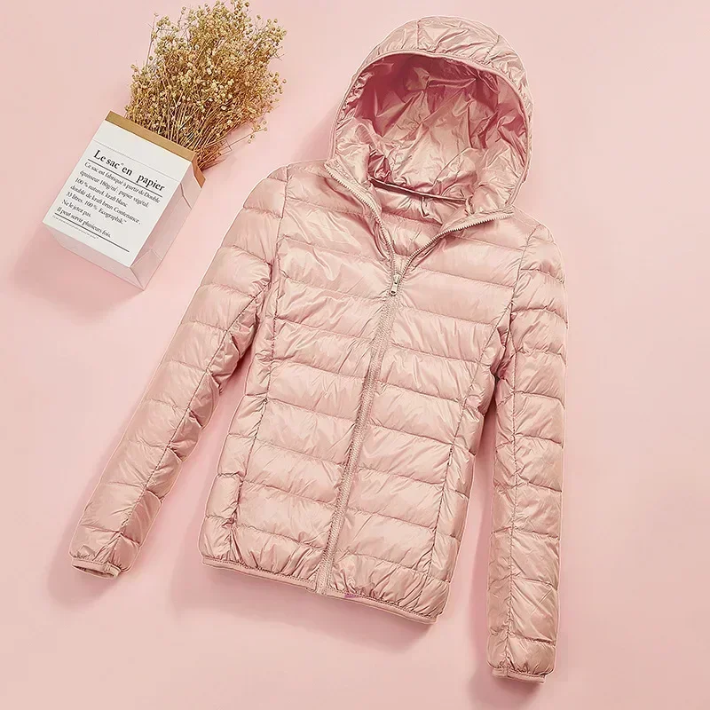 2024 plus Größe 7xl 6xl 5xl Herbst Damen leichte Daunen mäntel Kapuzen jacken Herbst wasserdicht packbar Winter warm weiblich – Detail 3