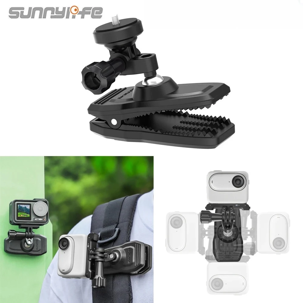 Vida solar 360 ° Soporte de abrazadera de Clip de mochila magnética de rotación para Insta360/ DJI Action/ Hero 13 12 11 10 9 8 7 accesorios de cámara