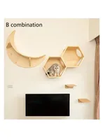 Wall-Mounted Solid Wood Cat Climbing Frame, Jumping Platform, Scratching Post, Litter, Creative Combination