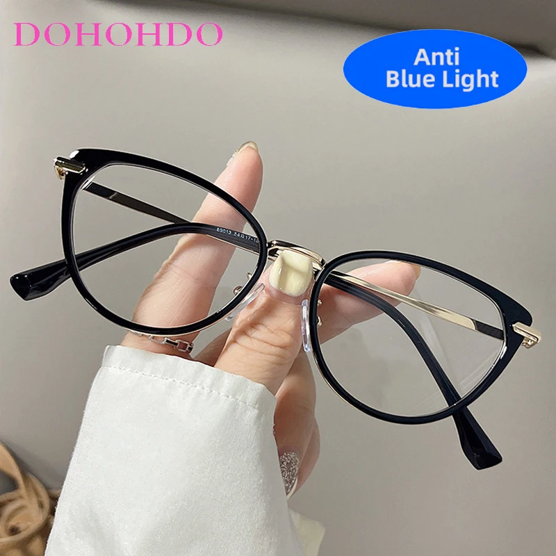 

Luxury Brand Fashion Metal Leg Cat Eye Anti-Blue Light Glasses Women Men Use Computer Play Games Optical Eyewear Unisex Lentes