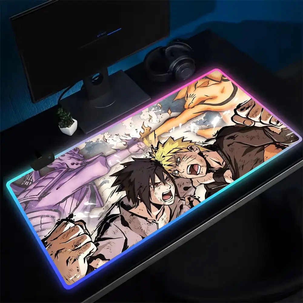 Popular Ninja Hinata Mouse Pad Anime Gaming Mouse Pad LED Table Pads Backlit Rubber Desktop XXL RGB Desk Mats