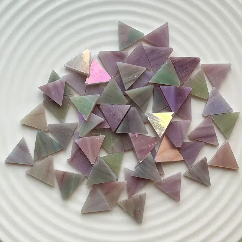 

50g taobao Triangle Translucent Mica Mosaic Tiles Colorful Glass Tile DIY Mosaic Making for Craft Arts Accessories 180