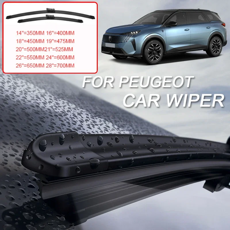 2PCS Car Blade Windshield Wiper For PEUGEOT 208 308 408 GT 408X 508 2008 3008 5008 E-208 E-308 E-508 E-2008 Cleaning RubberWiper