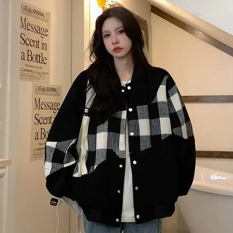 Korean Style Women Baseball Jackets Vintage Oversized Streetwear Harajuku Hip Hop Female Coat Fashion Autumn All-match