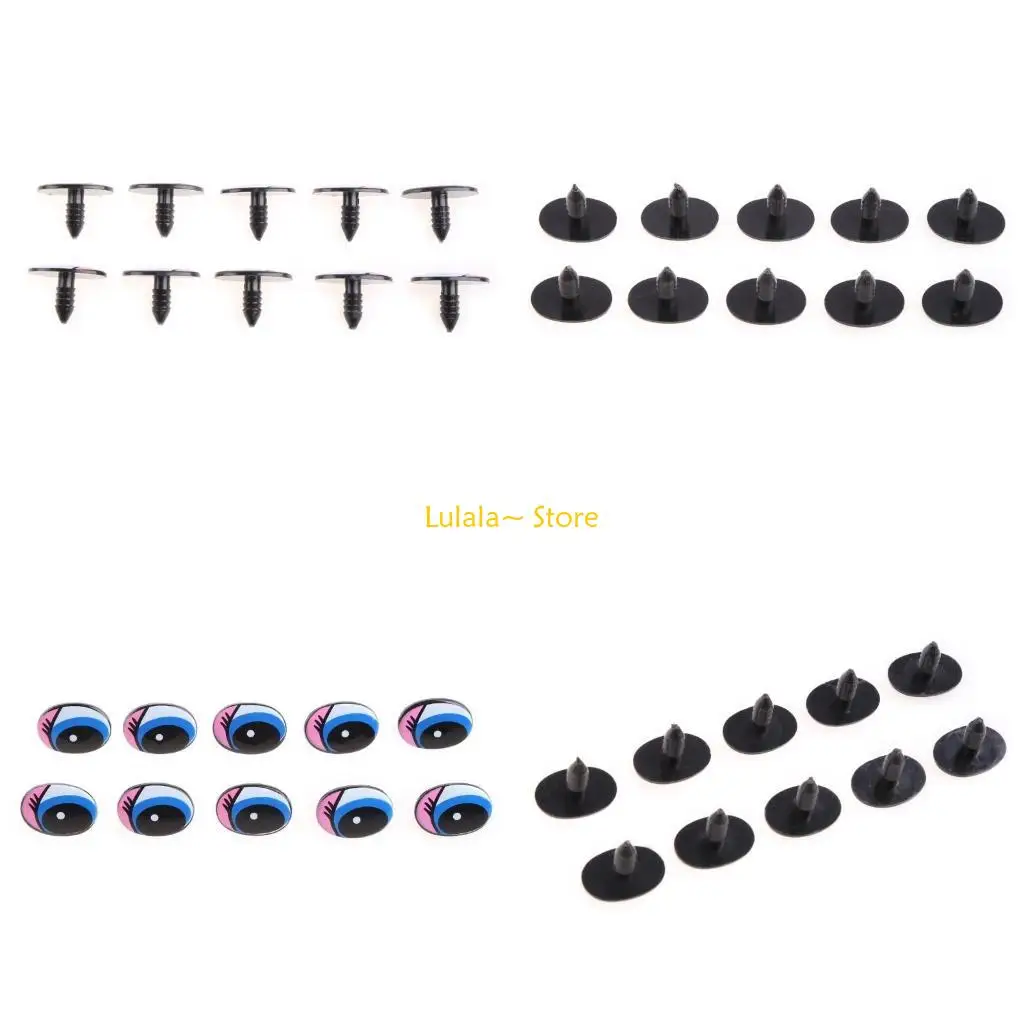 

Y4QA 5 Pairs(10Pcs) Oval Blue Safety Plastic Eyes Toy Puppets Dolls Eyes DIY 24 x18mm