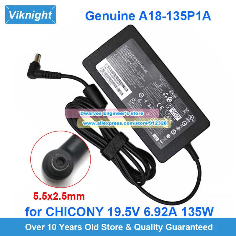 

Genuine A18-135P1A AC Adapter 19.5V 6.92A Laptop Charger for Chicony A135A022P 135W Power Supply 5.5*2.5mm