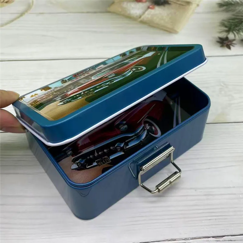 Scatola portaoggetti doppia vintage Scatola quadrata in latta Portagioie Organizzare la casa