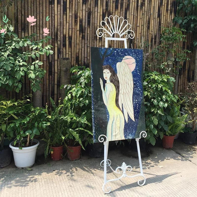 European-style wrought iron easel, wedding prop display stand, art sketch easel home bedroom