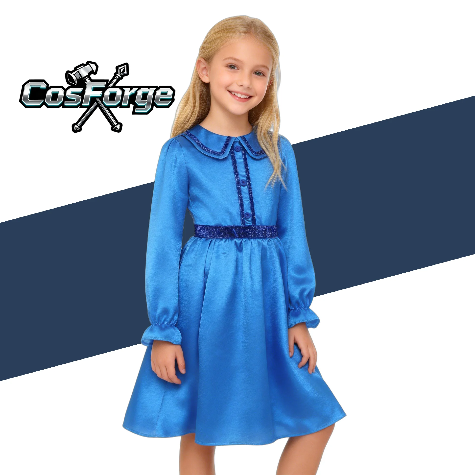 

Taffeta Baby Girl Party Dress Long Sleeves Turn Down Collar Birthday Costume Spring Summer Boutique Children Girls Clothing