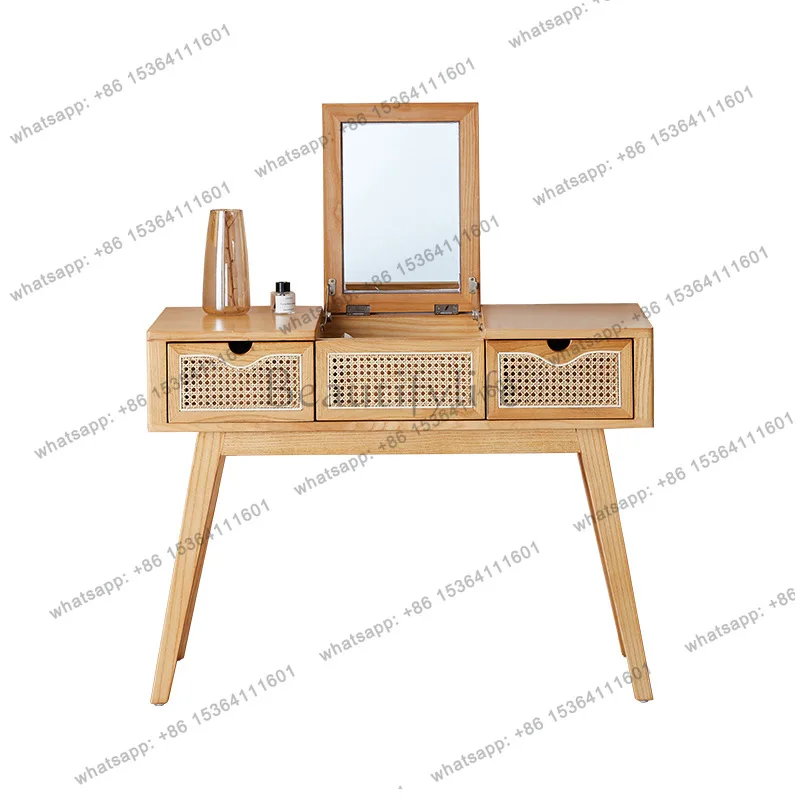 

Nordic vine dresser with mirror drawer multifunctional bedroom wabi-sabi
