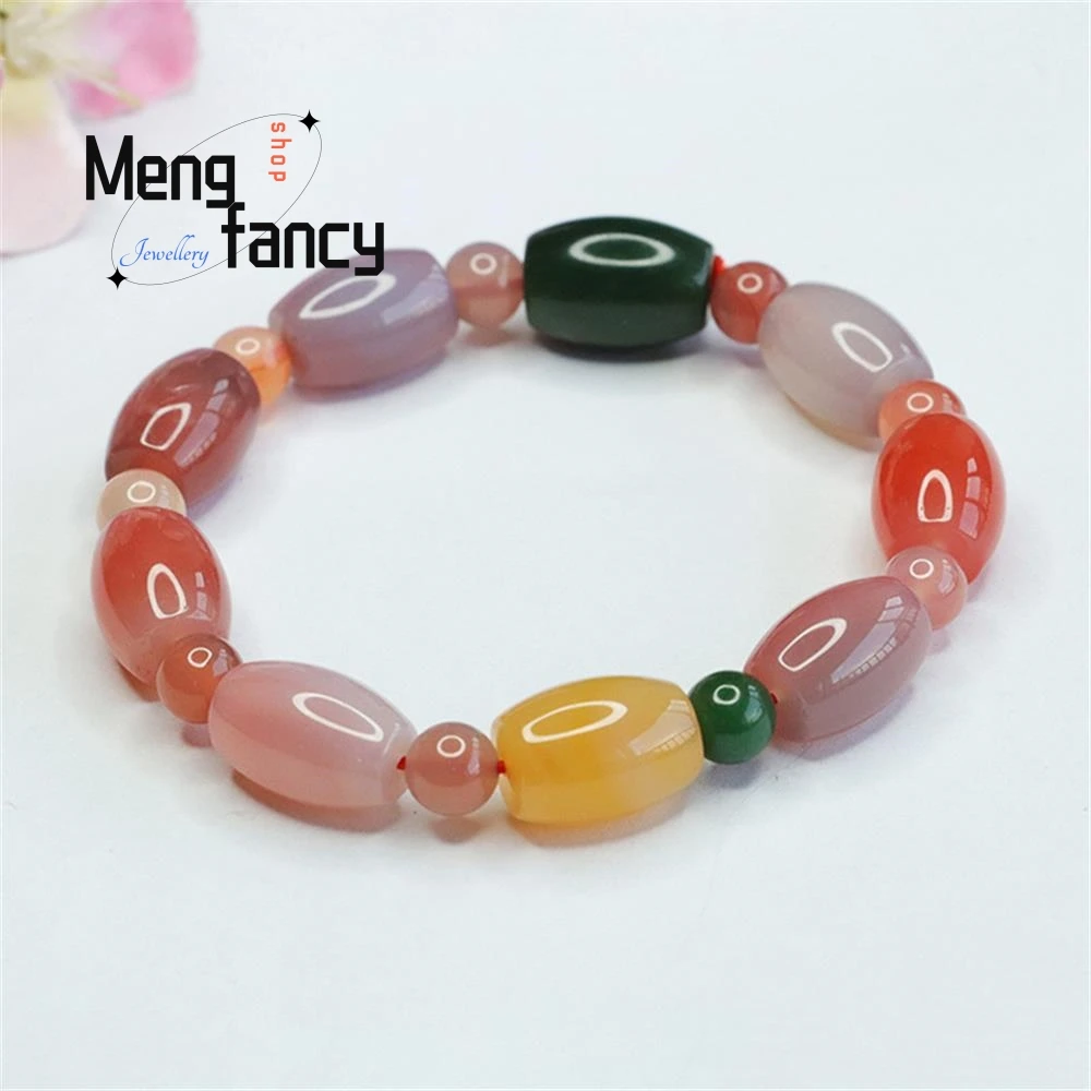 Natural Salt Source Agate Strings Colorful Lulutong Bracelet Simple Elegant Exquisite High-grade Fashion Jewelry Holiday Gifts