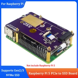 Raspberry Pi 5 PCIe to M.2 NVMe SSD Support Gen 3 High Speed Fit 2230 2242 2280 M.2 Solid State Drive for Raspberry Pi 5