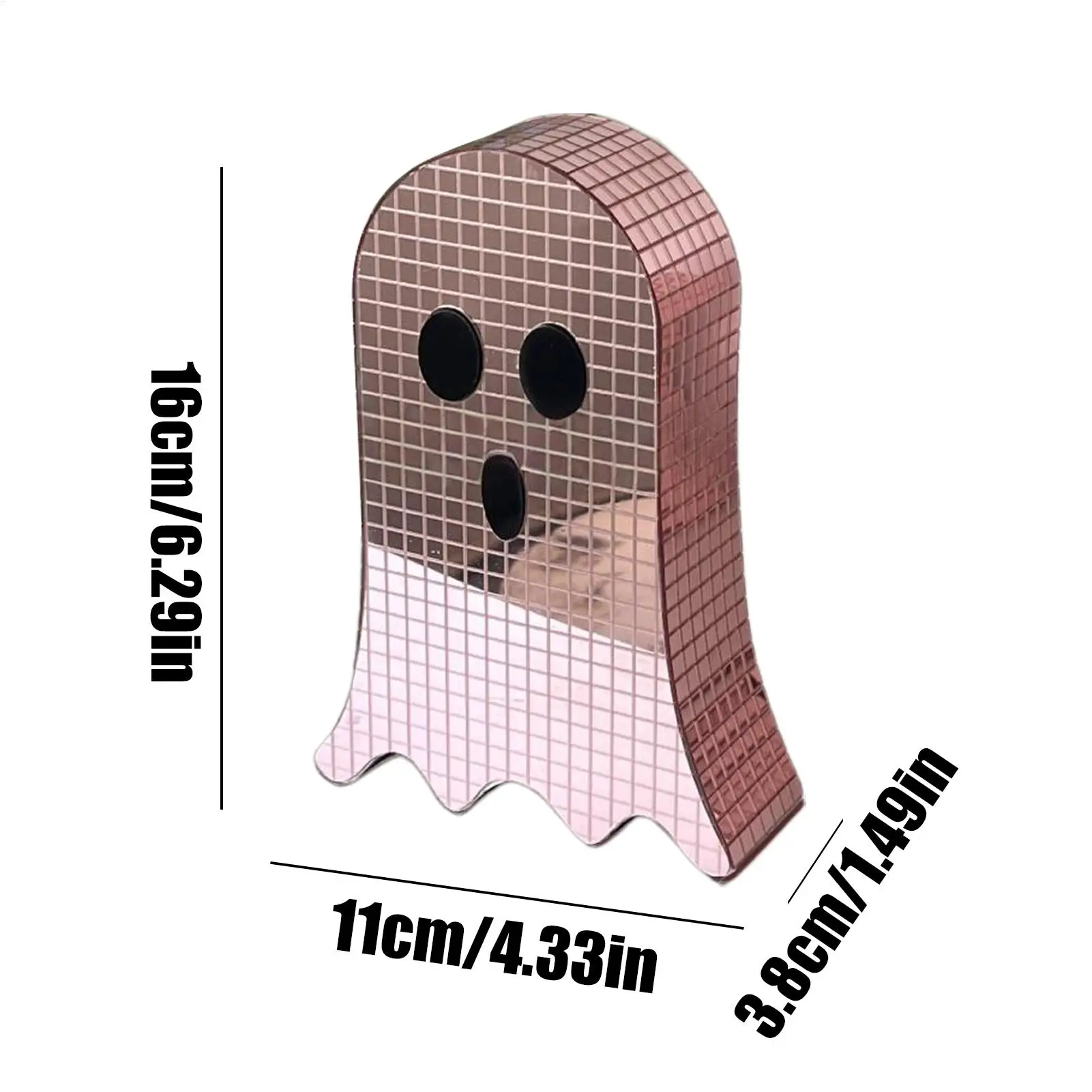 Halloween Disco Fantasma Specchio Decorazione da tavolo da discoteca Glitter Segno fantasma spettrale Decorazione natalizia spettrale per soggiorno camera da letto scaffale