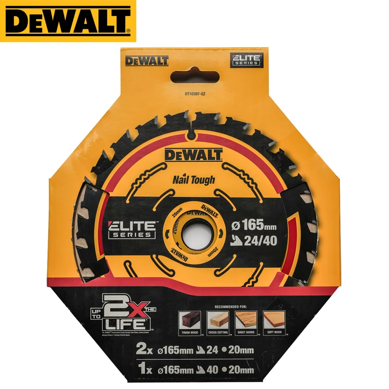 DEWALT DT10397 Electric Circular Saw Blade 165mm 40/24T Carpentry Specific 3pk Cutting Dics For DCS391