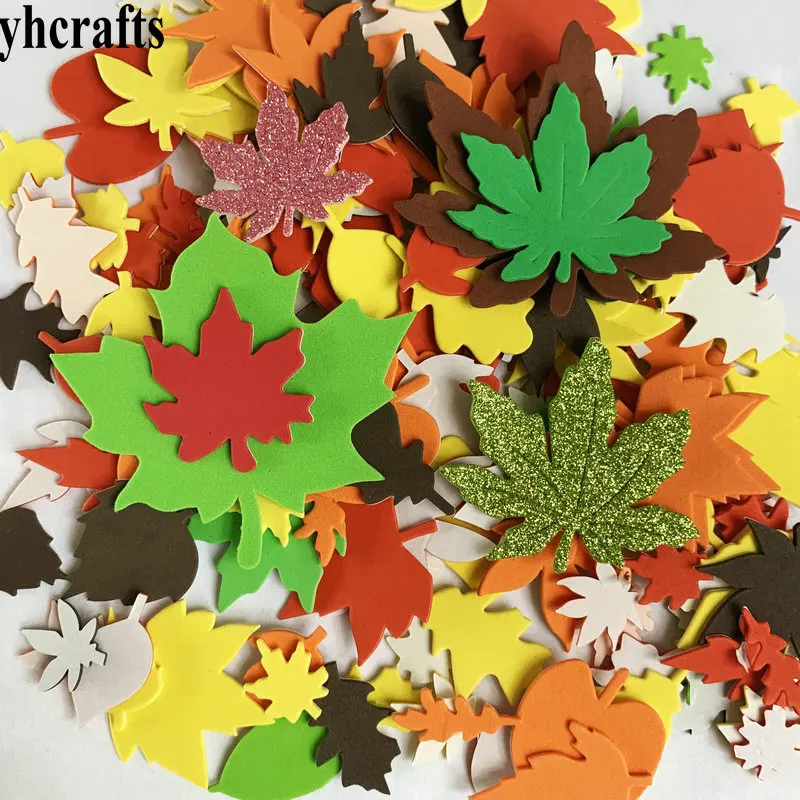 300PC Various leaf foam stickersThanksgiving Day crafts Autumn Harvest arts toys Handmade OEM bulk wholesale