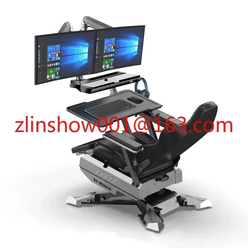 Ergonomic Excellence Cockpit Gaming and Office Chair Computer Reclining Cockpit Gaming Chair (Exclude 2 Monitors)