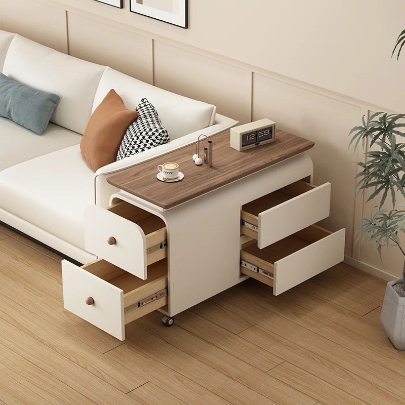 

Customized installation-free solid wood sofa side cabinet removable medieval cream wind small living room side storage cabinet