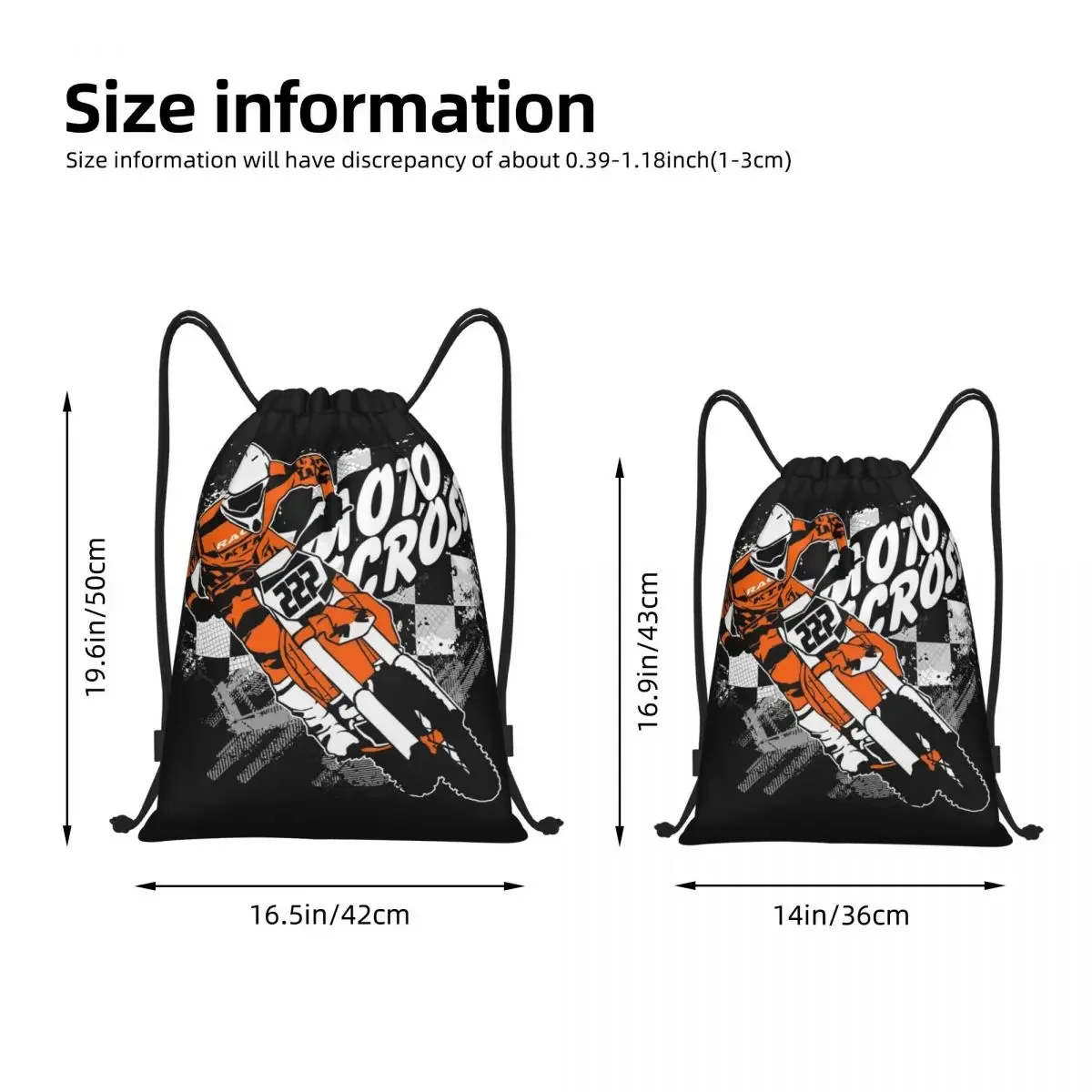 Moto Cross Racing Ready To Race Drawstring Backpack Gym Sports Sackpack Motorcycle Motocross String Bags for Travel