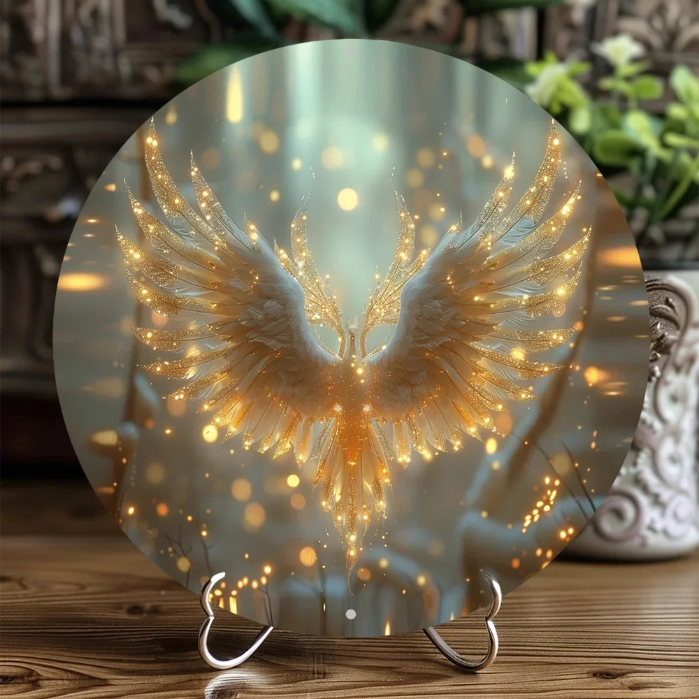 أطباق زخرفية معدنية مستديرة من الألومنيوم ، ملاك مع موضوع Jesus ، سطح مكتب فني ، منزل ، مكتب ، كنيسة ، مقهى ، نادي ، ساحة ، ديكور حائط #4