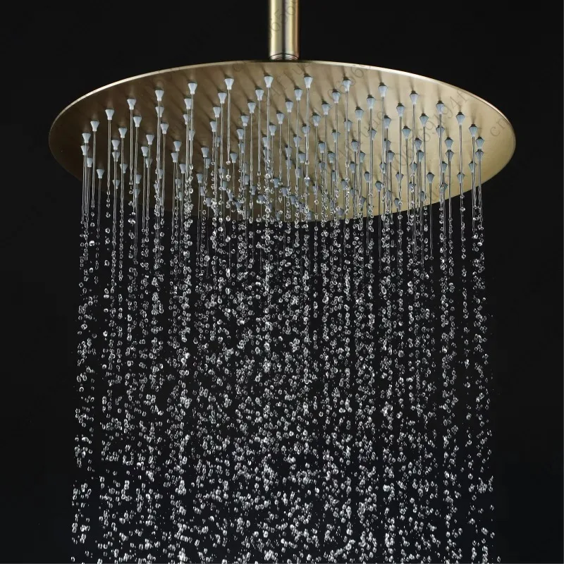 Overhead Rain Showerhead Brushed Gold Finish Rainfall Showerhead for Bathroom