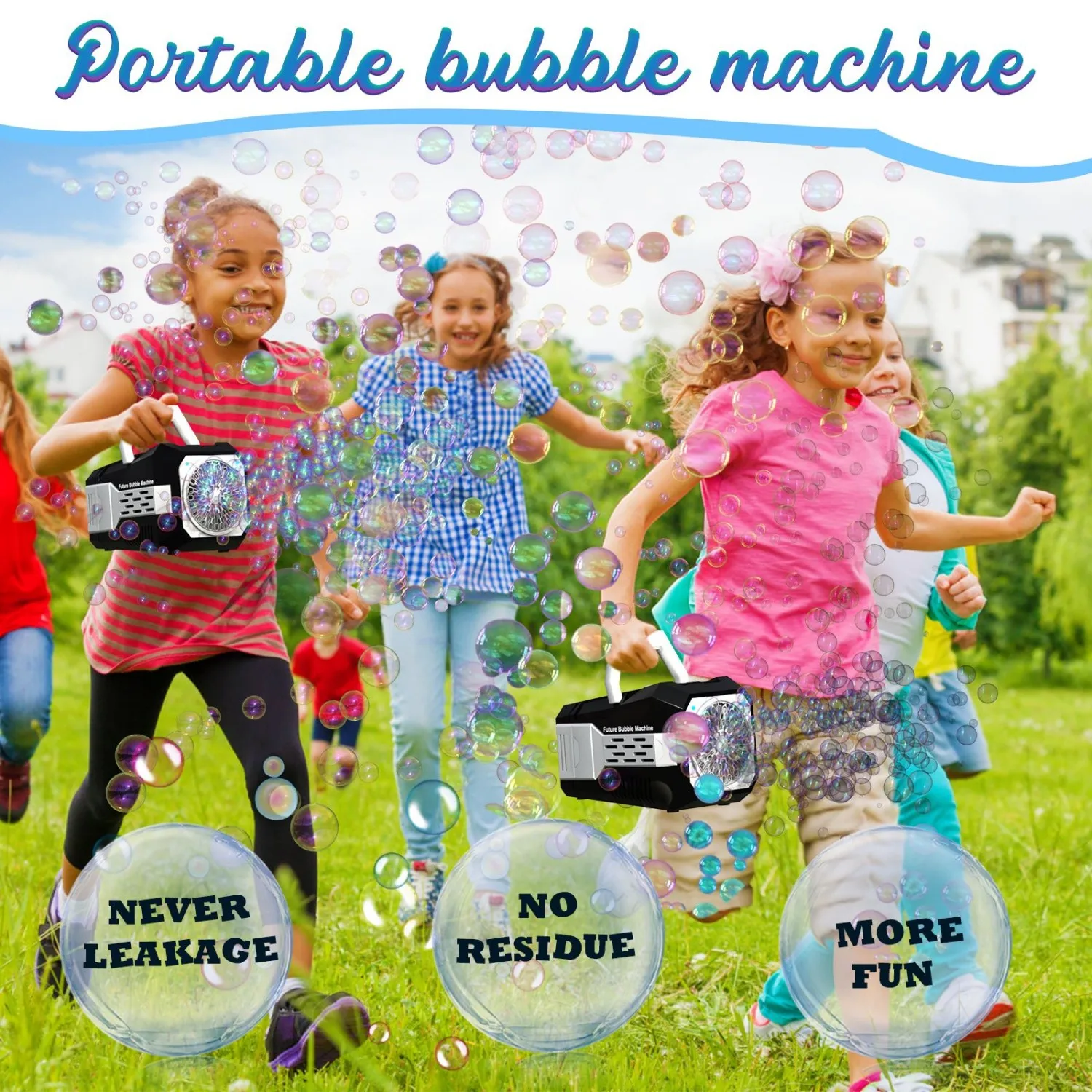 Automatic Bubble Machine | Fast-Blowing 20000+ Bubbles/Min | Plug-in/Battery Powered | 10X Solution for Birthday Parties & Nurse