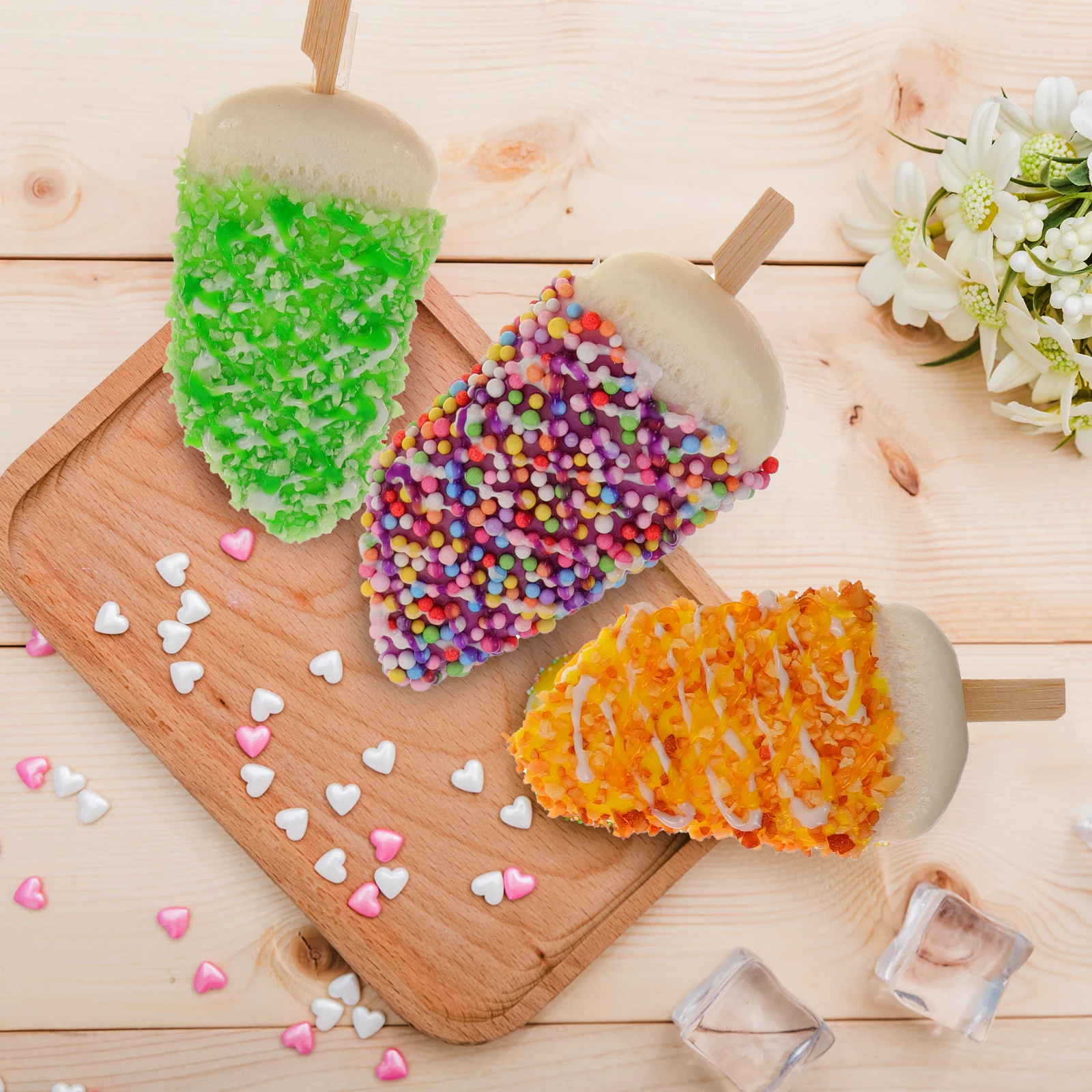 Faux Desserts de crème glacée aux noix, modèles artificiels, faux crème glacée pour la décoration de la maison, accessoires Photo, jouets éducatifs, 6 pièces