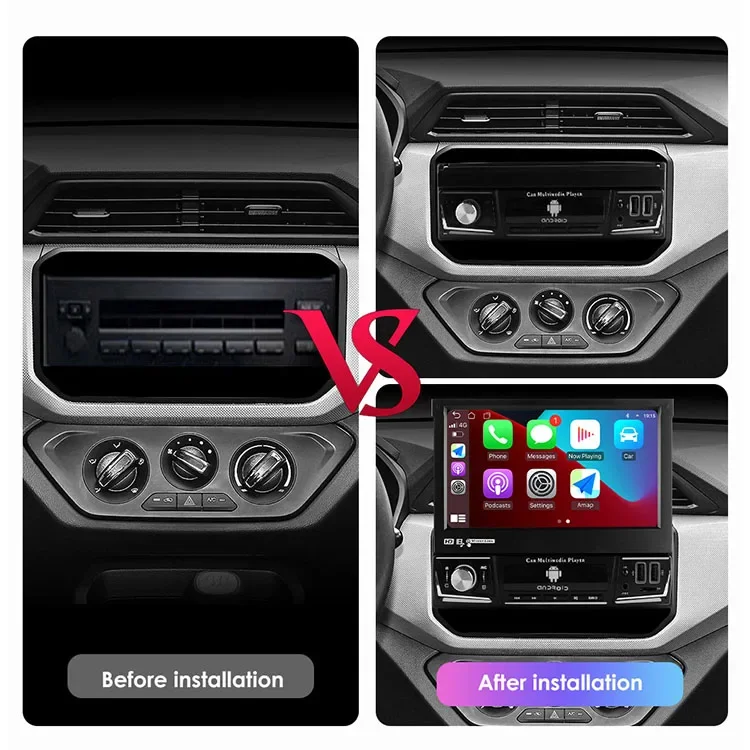 7Inch 1Din Android 10 Car Radio Retractable Touch Screen GPS Wifi Autoradio Car DVD Player Free 12LED Rear Camera TS7 T3L TS18