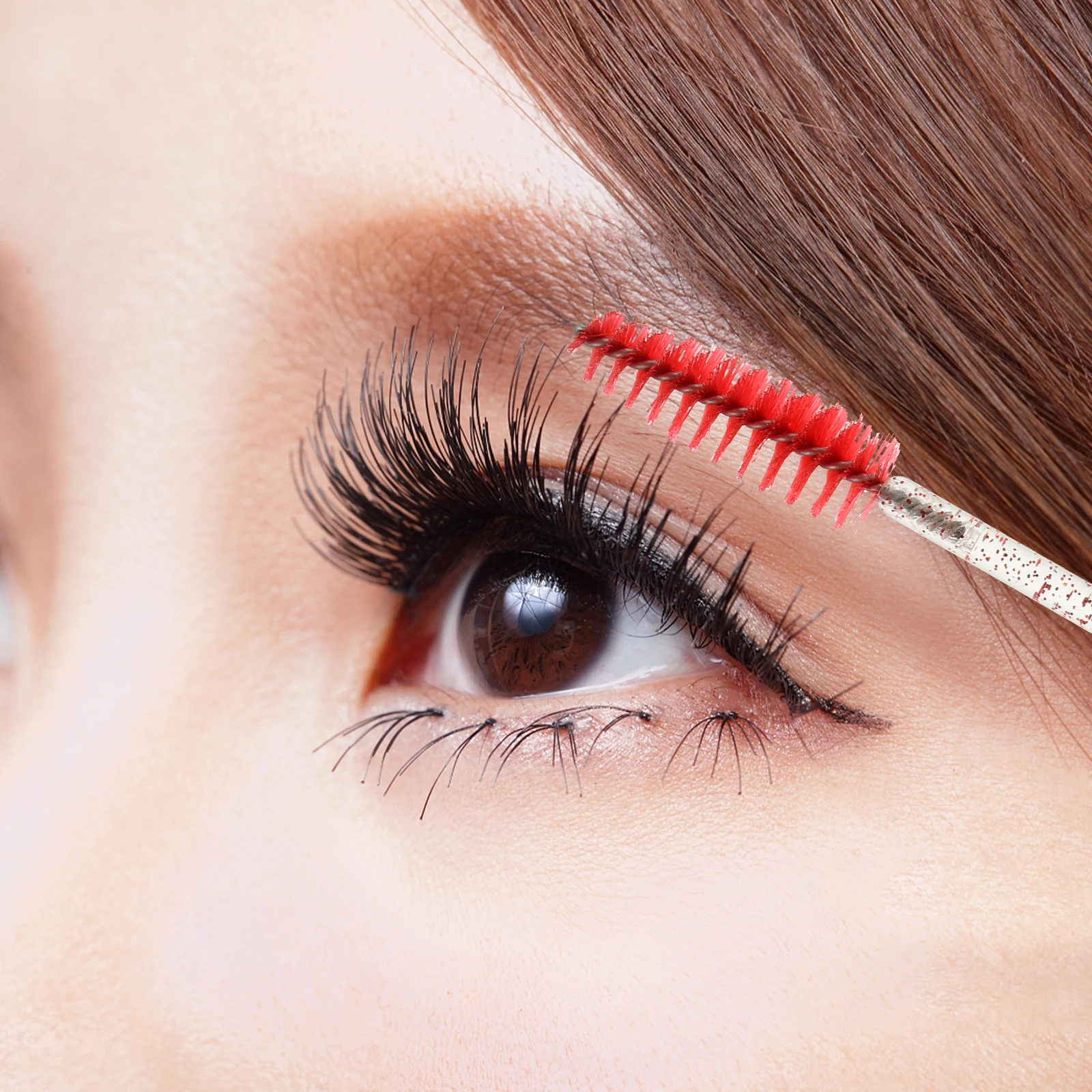 10 個まつげブラシ美容まつげコームスムーズなマスカラアプリケーションまつげ眉ツール人間工学に基づいたメイクアップワンドポータブル化粧品