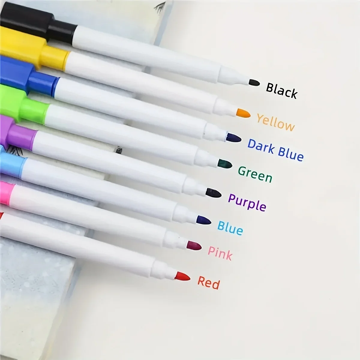 8 stks/set Bullet Tip 11.3*1 cm Klein Formaat Geen Magntic Whiteboard Droog Wissen Markers, 8 Kleur * 1 stks Magneet Pen Mini camera Molcar