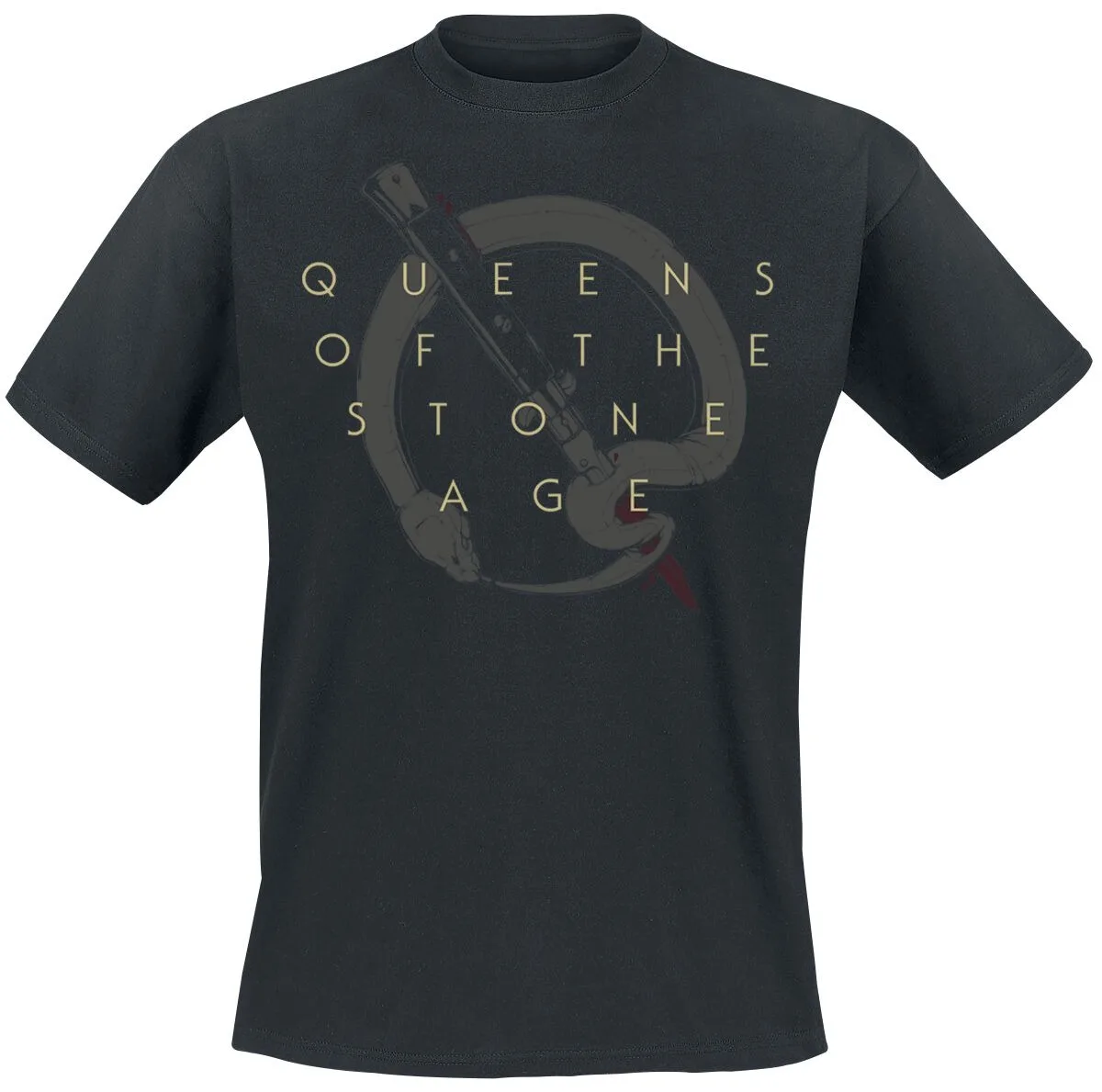 Queens of The Stone Age Ouroboros Tee, Alt Rock T-Shirt with Snake Knife Print & Band Logo, Band Fan Merch