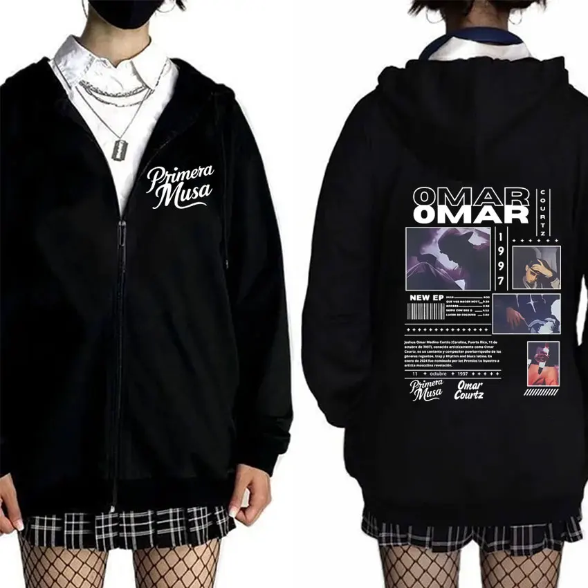 

Rapper Omar Courtz Primera Musa Graphic Zipper Hoodie Men Women Hip Hop Fashion Oversized Zip Up Jacket Male Casual Hoodies Coat