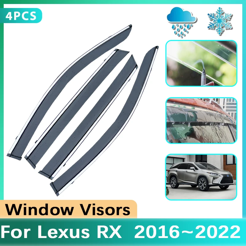 Car Windows Door Visor For Lexus RX 450H 200T AL20 2016~2021 2022 Rain Smoke Sun Wind Guard Cover Deflector Sticker Accessories