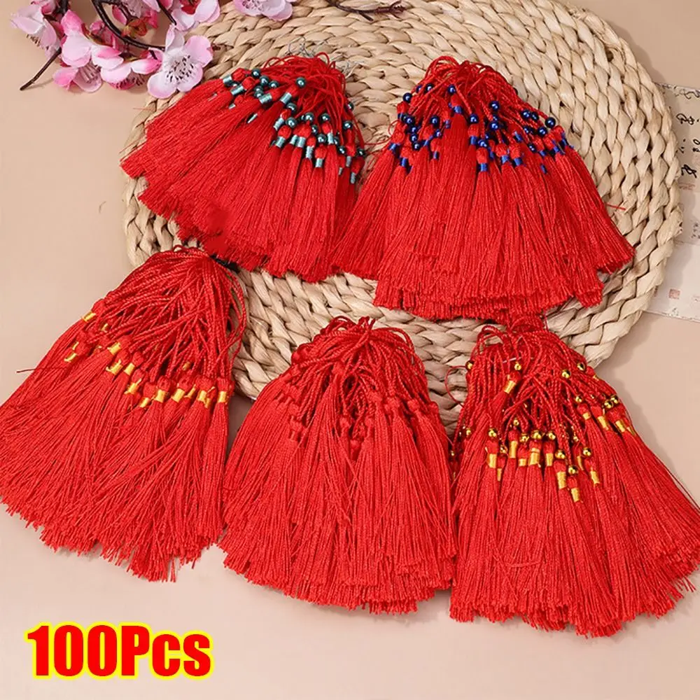 

100Pcs Durable with Beads Sewing Tassel 13cm DIY Pendant Fringe Handmade Curtains Accessories for Crafts Jewelry Making