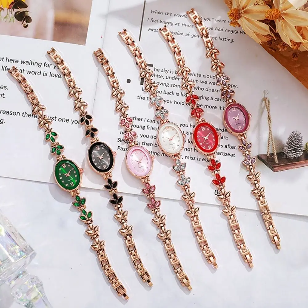 Classic Alloy Women Watches Small Oval Shape Luxury Wrist Watches Adjustable Quartz Watches Women