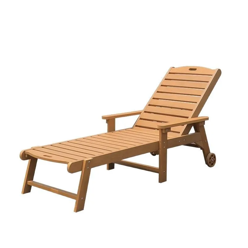

Outdoor plastic wood beach chair pool garden folding bed courtyard balcony lounge chair outdoor leisure waterproof