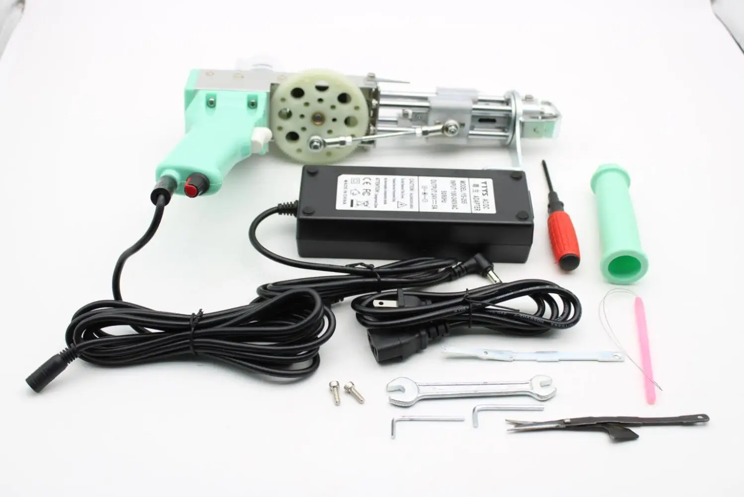 Green 2 In 1 Electric Carpet Tufting Gun Starter Kit Hand Gun Carpet Weaving