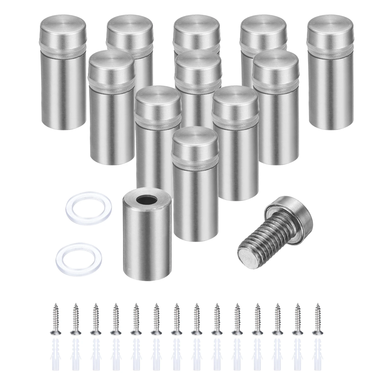 12Pcs Standoff Screw Hanging 14Pcs Screws Stainless Steel Sign Standoff Screws Brushed Silver/Brushed Gold/Black/White/Rose Gold