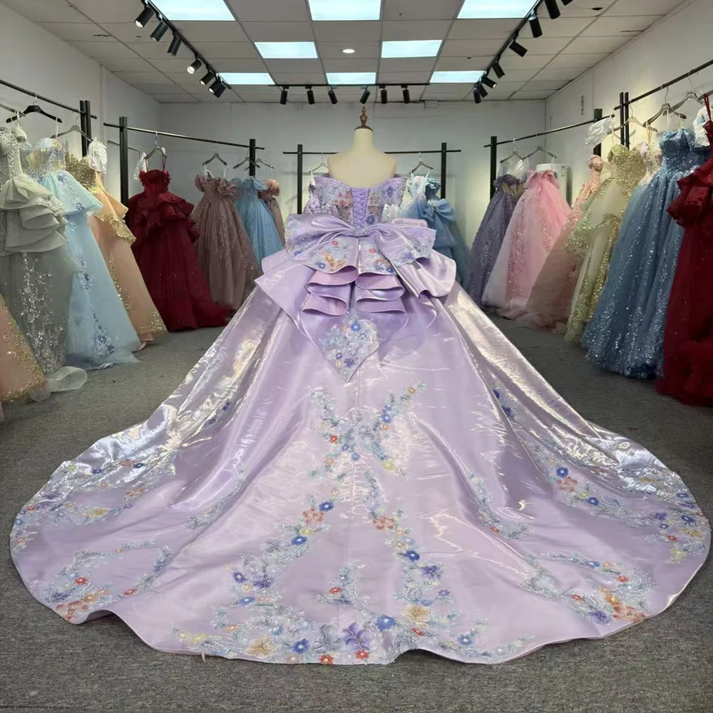 Customized Exquisite Short Sleeves Quinceanera Dresses Strapless Temperament Floor-length Fashion Gowns vestido de 15 quinceañer
