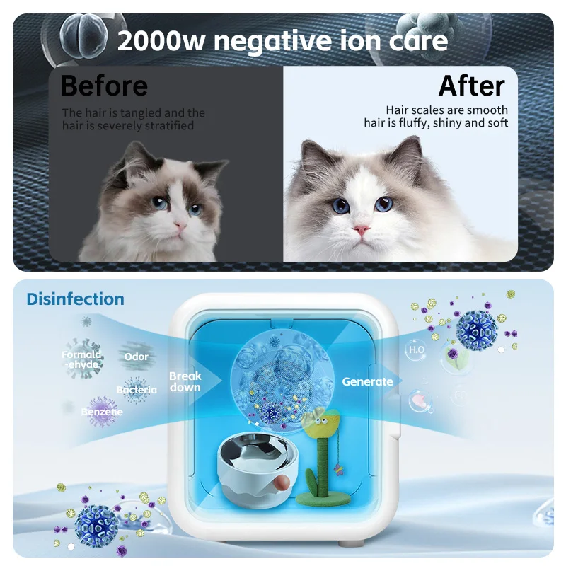 Automatic Pet Dryer Box Ultra Quiet Smart Temperature Control Dryer Sheets Pet Hair 360° Efficient For Cats And Small Dogs