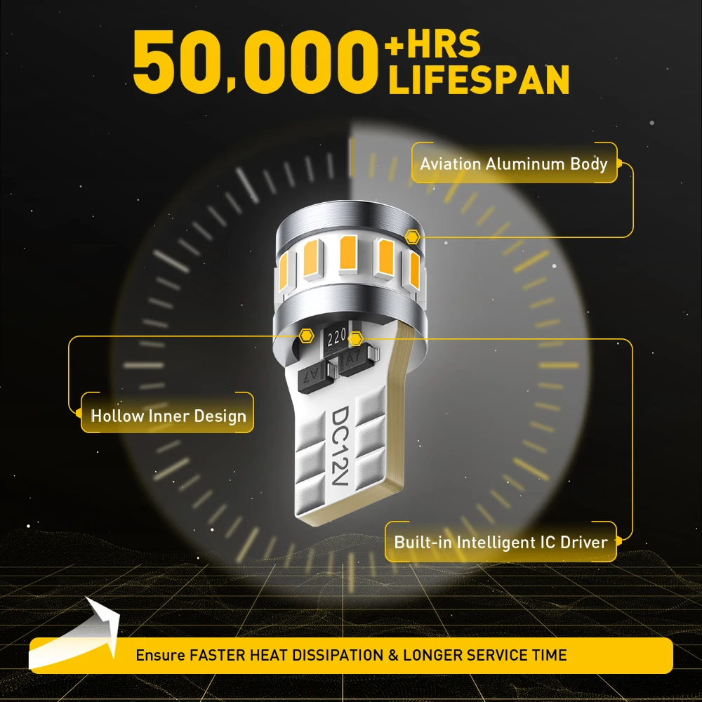 AUXITO 20/10/2 قطعة T10 W5W LED الأصفر العنبر Canbus مكافحة خطأ الداخلية ليلة ضوء وقوف السيارات السوبر مشرق مصباح 194 168 سيارة لمبة 12 فولت