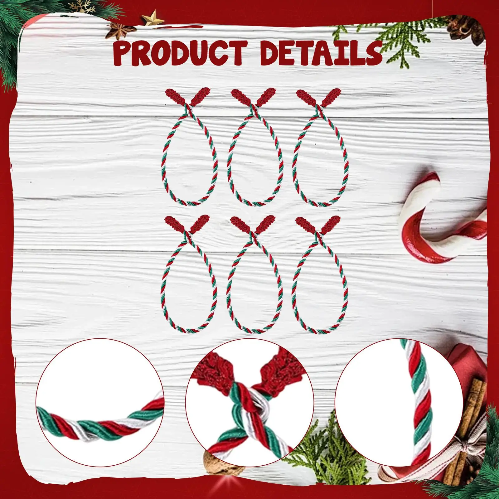 6x Garland Ties Home Decoration Attachments Ornaments Decorative Twist Ties Reusable for Stairway Railing Wreaths Stockings