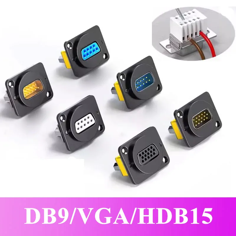 VGA DB9 RS232 Serial Port Socket D-type 9 15 Pin Solderless Module Male Female Connector Industrial Grade VGA HDB15 Socket Plug